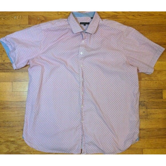 Twenty Eight Degrees Men's 1XLT Printed Short Sleeve Button Down Pink Casual - Picture 2 of 8